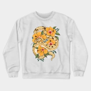 Ball Python and Hibiscus Flowers Crewneck Sweatshirt